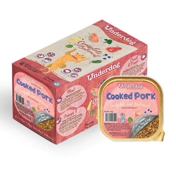 Underdog [10% OFF + $18 TREATS*] Underdog Cooked Pork Fresh Frozen Dog Food 1.2kg Dog Food & Treats
