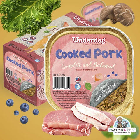 Underdog [I FEED FRESH! UP TO $7.50 OFF] Underdog Cooked Pork Fresh Frozen Dog Food 1.2kg Dog Food & Treats