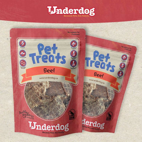 Underdog [BUY 2 TREATS FREE COOKED FOOD] Underdog Beef Air Dried Dog Treats 80g Dog Food & Treats