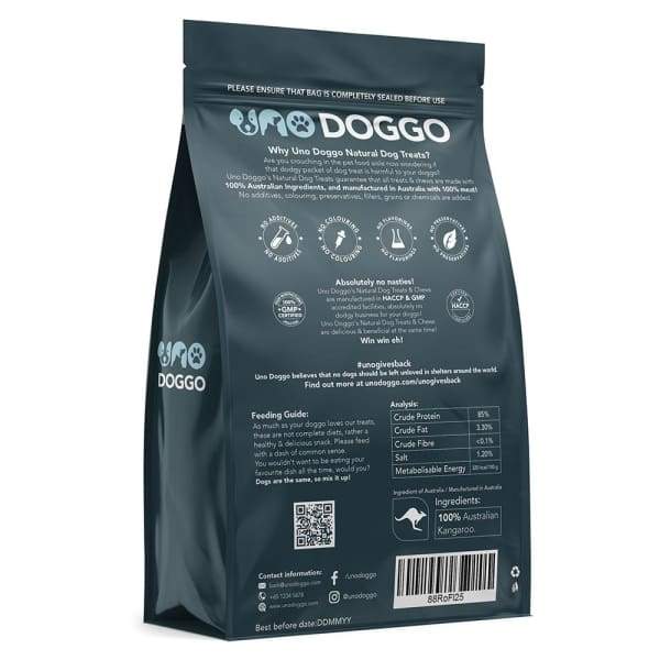 Uno Doggo [25% OFF BUY 1 GET 1 FREE] Uno Doggo Natural Kangaroo Flap Air Dried Dog Treats 250g [EXP OCT 2020] Dog Food & Treats