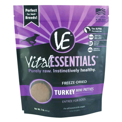 Vital Essentials [17% OFF] Vital Essentials Turkey Grain-Free Mini Patties Freeze-dried Raw Dog Food 16oz Dog Food & Treats