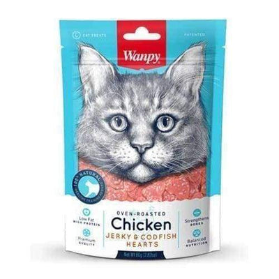 Wanpy Wanpy Oven-Roasted Chicken & Cod Fish Hearts Cat Treats 80g Cat Food & Treats