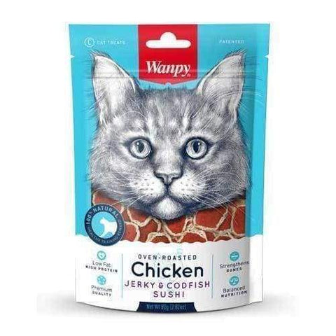 Wanpy Wanpy Oven Roasted Chicken & Cod Fish Sushi Cat Treats 80g Cat Food & Treats