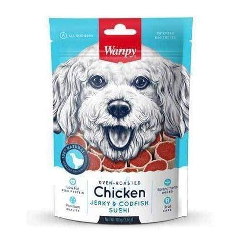 Wanpy Wanpy Oven-Roasted Chicken & CodFish Sushi Treats Dog Treats 100g Dog Food & Treats