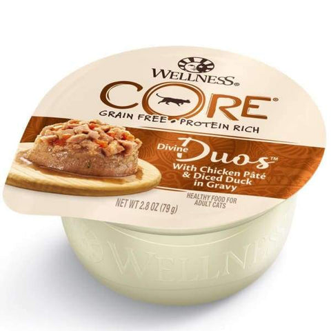 Wellness [Buy 4 with 25% OFF] Wellness CORE Divine Duos Chicken Pate & Diced Duck In Gravy Wet Cat Food 2.8oz Cat Food & Treats