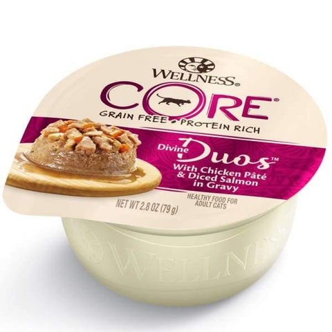 Wellness [Buy 4 with 25% OFF] Wellness CORE Divine Duos Chicken Pate & Diced Salmon In Gravy Wet Cat Food 2.8oz Cat Food & Treats