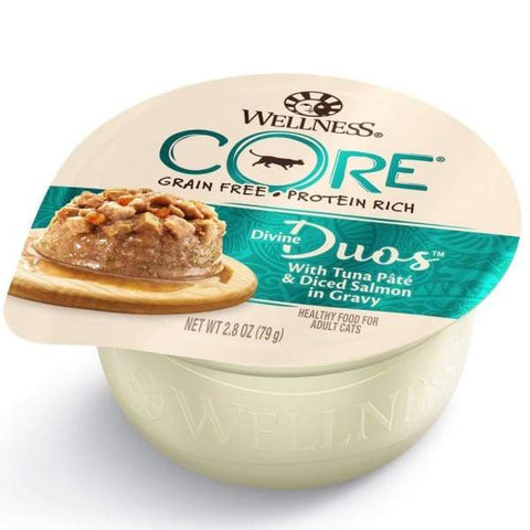 Wellness [Buy 4 with 25% OFF] Wellness CORE Divine Duos Tuna Pate & Diced Salmon In Gravy Wet Cat Food 2.8oz Cat Food & Treats