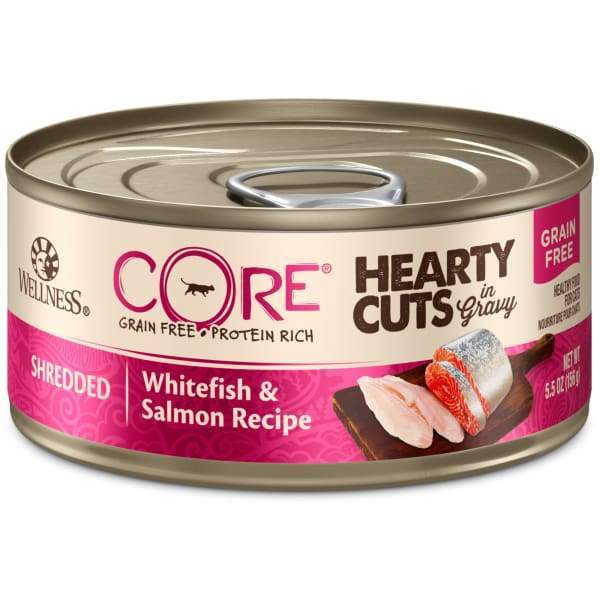 Wellness Wellness CORE Hearty Cuts Shredded Whitefish & Salmon Canned Cat Food 156g Cat Food & Treats
