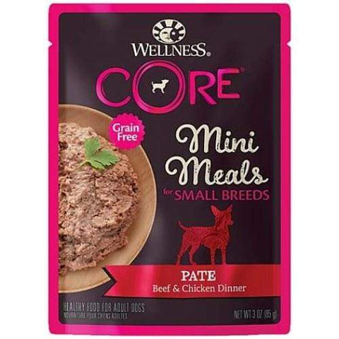 Wellness [Buy 4 with $3.60 OFF] Wellness Core Mini Meals Pâté Beef & Chicken Pouch Food for Small Breed Dogs 3oz Dog Food & Treats