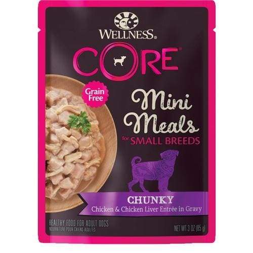 Wellness [Buy 4 with $3.60 OFF] Wellness Core Mini Meals Pâté Chunky Chicken & Chicken Liver Pouch Food for Small Breed Dogs 3oz Dog Food