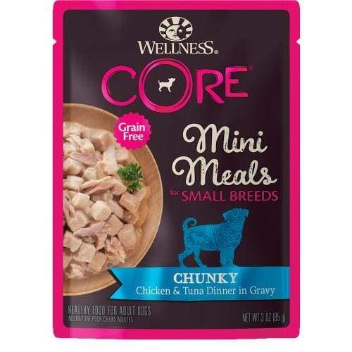 Wellness [Buy 4 with $3.60 OFF] Wellness Core Mini Meals Pâté Chunky Chicken & Tuna Pouch Food for Small Breed Dogs 3oz Dog Food & Treats