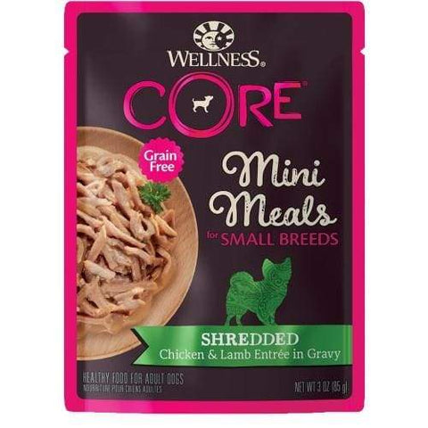 Wellness [Buy 4 with $3.60 OFF] Wellness Core Mini Meals Pâté Shredded Chicken & Lamb Pouch Food for Small Breed Dogs 3oz Dog Food &