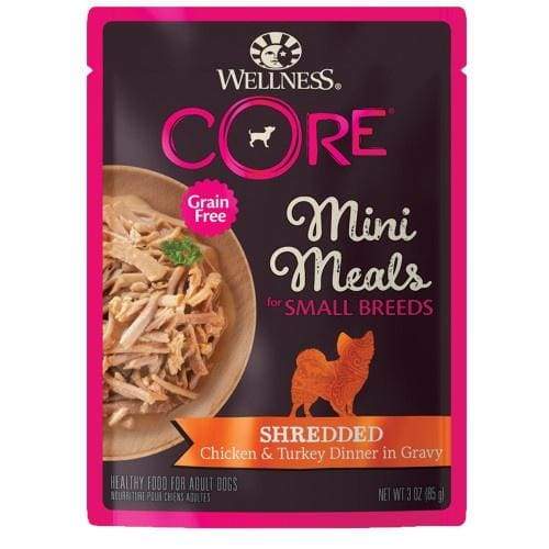 Wellness [Buy 4 with $3.60 OFF] Wellness Core Mini Meals Pâté Shredded Chicken & Turkey Pouch Food for Small Breed Dogs 3oz Dog Food &