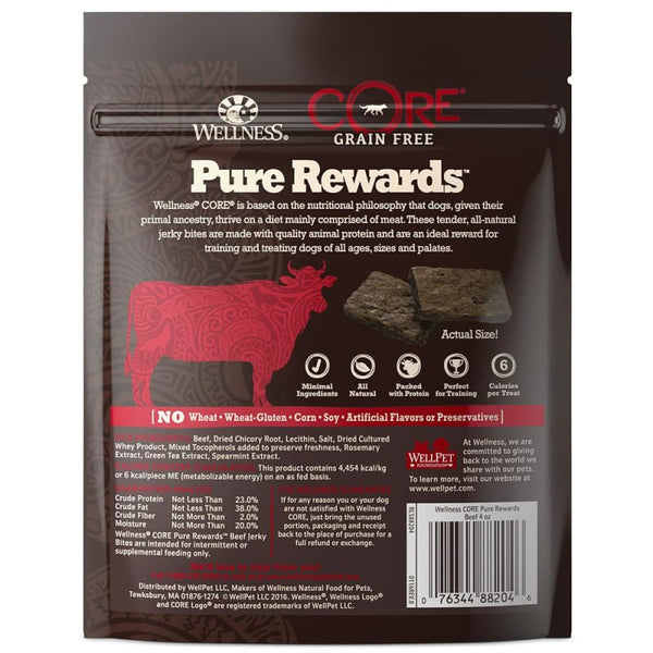 Wellness [20% OFF] Wellness Core Pure Rewards Beef Jerky Bites Dog Treats 4oz Dog Food & Treats
