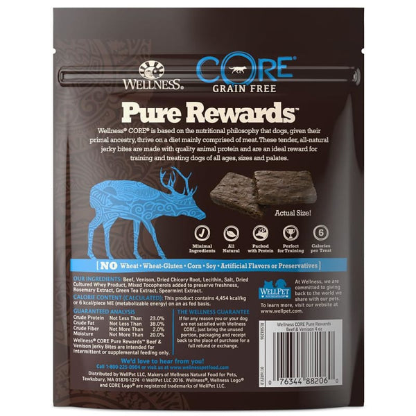 Wellness [20% OFF] Wellness Core Pure Rewards Beef & Venison Jerky Bites Dog Treats 4oz Dog Food & Treats