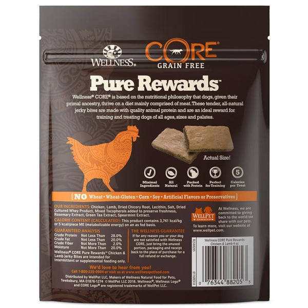 Wellness [20% OFF] Wellness Core Pure Rewards Chicken & Lamb Jerky Bites Dog Treats 4oz Dog Food & Treats