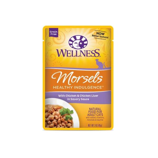 Wellness [Buy 3 Get 1 Free] Wellness Healthy Indulgence Morsels Chicken & Chicken Liver Wet Cat Food 3oz Cat Food & Treats