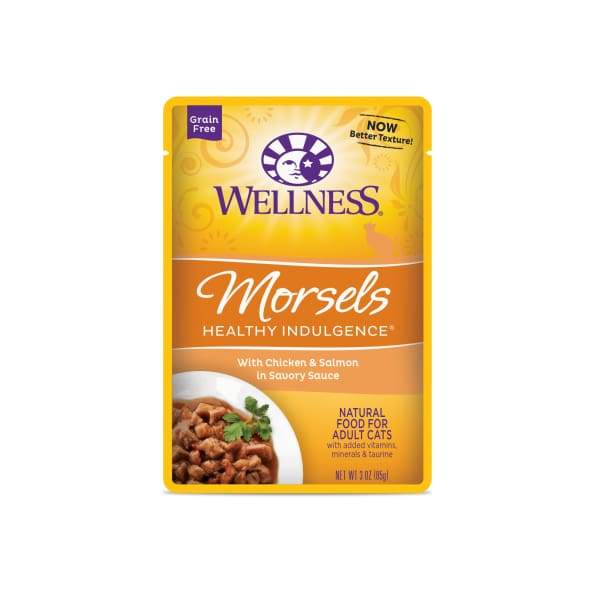 Wellness [Buy 3 Get 1 Free] Wellness Healthy Indulgence Morsels Chicken & Salmon Wet Cat Food 3oz Cat Food & Treats