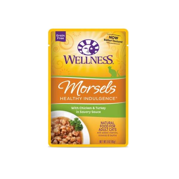 Wellness [Buy 3 Get 1 Free] Wellness Healthy Indulgence Morsels Chicken & Turkey Wet Cat Food 3oz Cat Food & Treats