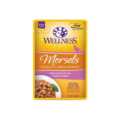 Wellness [Buy 3 Get 1 Free] Wellness Healthy Indulgence Morsels Salmon & Tuna Wet Cat Food 3oz Cat Food & Treats