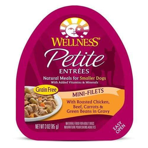 Wellness Wellness Small Breed Petite Entrees Roasted Chicken Beef Carrots & Green Beans In Gravy Mini-Filets Wet Dog Food 3oz Dog Food &