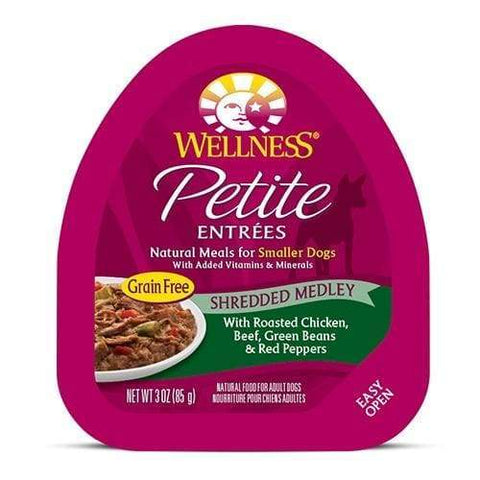 Wellness Wellness Small Breed Petite Entrees Roasted Chicken Beef Green Beans & Red Peppers Shredded Medley Wet Dog Food 3oz Dog Food &