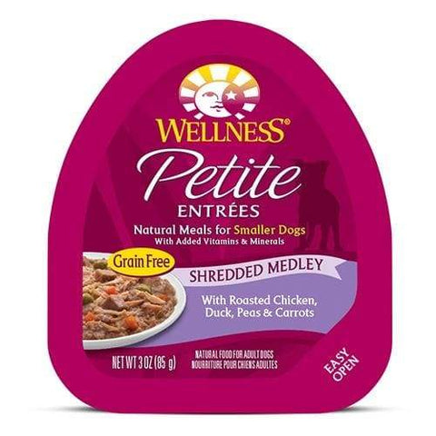 Wellness Wellness Small Breed Petite Entrees Roasted Chicken Duck Peas & Carrot Shredded Medley Wet Dog Food 3oz Dog Food & Treats