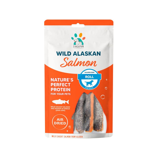Singapaw Singapaw Wild Alaskan Salmon Skin Roll Air-Dried Dog Treats 90g Dog Food & Treats