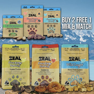Zeal [BUY 2 FREE 1 MIX & MATCH] Zeal 100% Natural Free-Range & Wild-Caught Cat & Dog Treats Dog Food & Treats