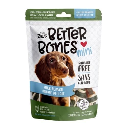 Zeus Zeus Better Bones Milk Flavour Chicken Wrapped Mini Bones 12pcs Dog Food & Treats