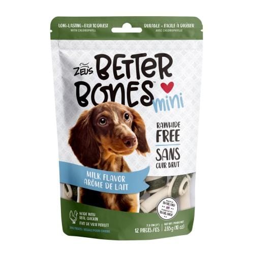 Zeus Zeus Better Bones Milk Mini Bones 12pcs Dog Food & Treats