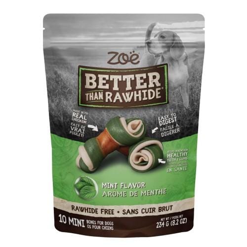 Zoe Zoe Better Than Rawhide Mint Flavour 10 Mini Bones Dog Chew 234g Dog Food & Treats