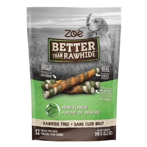 Zoe Zoe Better Than Rawhide Mint Flavour Twists Dog Chew 148g Dog Food & Treats