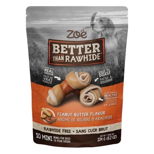 Zoe Zoe Better Than Rawhide Peanut Butter 10 Mini Bones Dog Chew 234g Dog Food & Treats